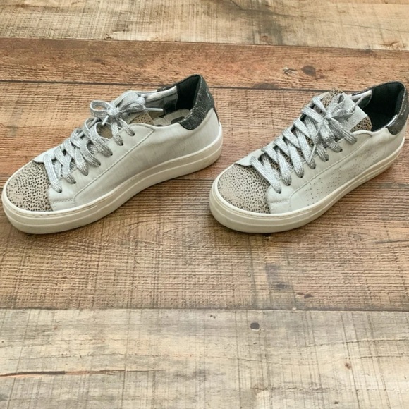 P448 THEA LOW TOP ANIMAL PRINT/BRONZE SNEAKERS- SIZE 8 $328 - Picture 3 of 6